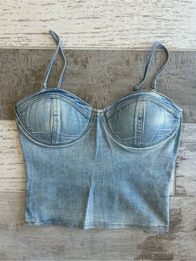 NWT JLUXELABEL Marsella Denim Corset Top Size Small Structured Bustier